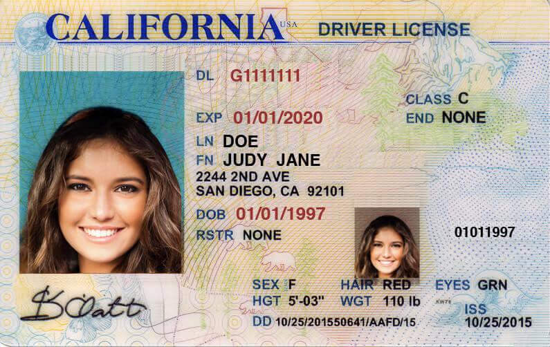 california v3 drivers license psd